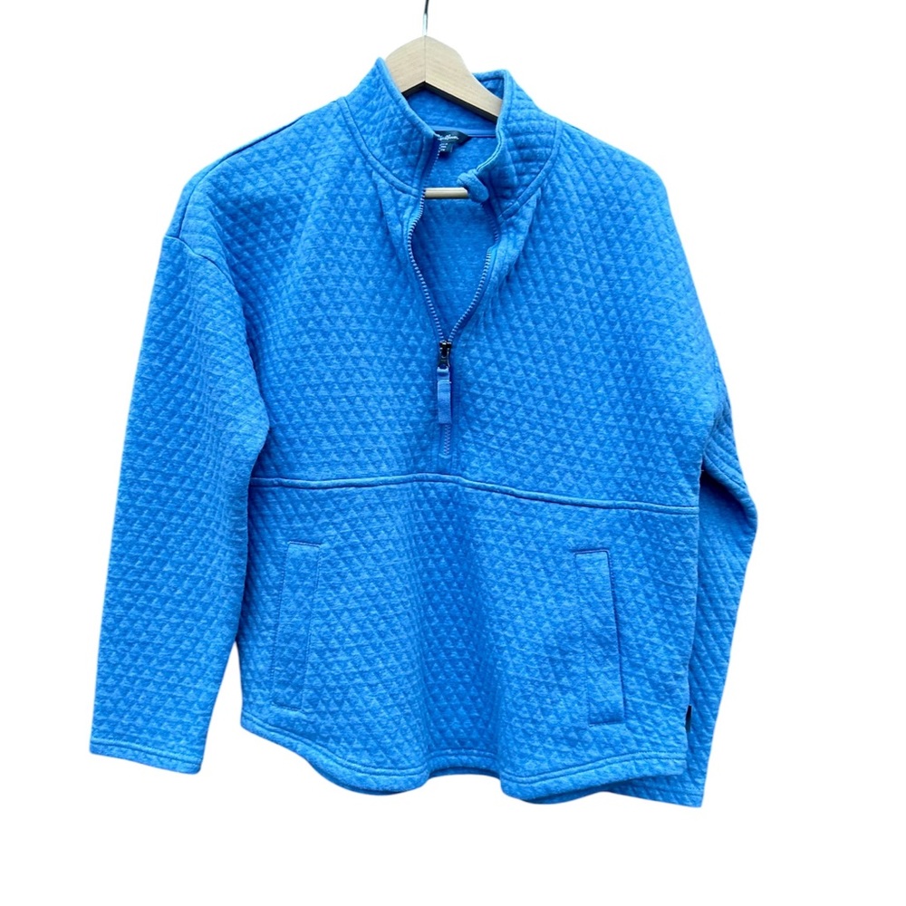 Eddie Bauer Ladies Quilted Half Zip Pullover Heathered Colony Blue Size Medium